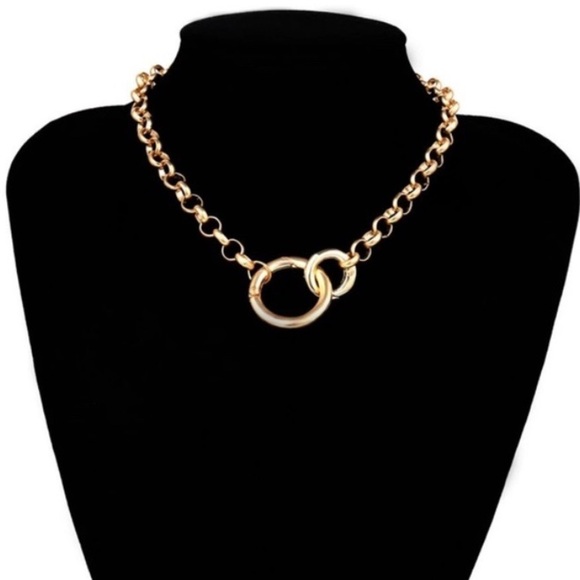 ¥ NEW 18K Gold Punk Miami Cuban Choker Necklace - Picture 3 of 6